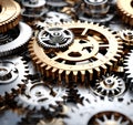 Mechanical Symphony: 3D Illustration of Gears on a White Background Royalty Free Stock Photo