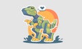 Mechanical T-rex cartoon illustration. Dinosaur robot mascot design. Iron monster Prehistoric Royalty Free Stock Photo