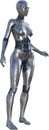 Mechanical Technology Woman Robot, Isolated