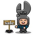 Mechanical tool spanner mascot costume with selling board