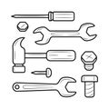 Mechanical Tools Hardware with nuts and bolts vector illustration