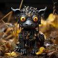 Mechanical Toy In Meatpunk Style: Dark Gold And Black, 8k Resolution
