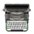 Mechanical Typewriter, top view. Old-Fashioned Traditional Portable Manual Typewriter, 3D rendering