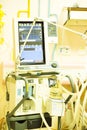 Mechanical ventilation equipment. Screen with results. Pneumonia diagnosting. Ventilation of the lungs with oxygen. COVID-19 and