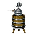 Mechanical wine press engraving raster