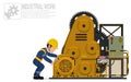 A mechanical worker is repairing the rolling machine