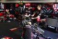 Mechanical working on Aprilia RSV4 1000 Factory with Aprilia Racing Team Superbike WSBK Royalty Free Stock Photo