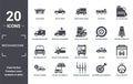 mechanicons icon set. include creative elements as glass wiper, oil can with big drop, changing wheels tool, bus with compass, car