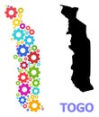 Mechanics Collage Map of Togo with Bright Gears