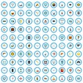 100 mechanics engineering icons set, flat style