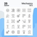 25 Mechanics Icon Set. 100% Editable EPS 10 Files. Business Logo Concept Ideas Line icon design Royalty Free Stock Photo