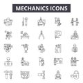 Mechanics line icons, signs, vector set, linear concept, outline illustration