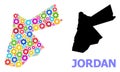 Mechanics Mosaic Map of Jordan of Multi-Colored Wheels