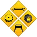 Mechanics repairing car sign