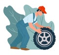 Mechanics service and repairing, tyre shop vector