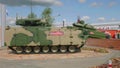 Moscow Region, Russia - August 22, 2018: Mechanised infantry fighting vehicle in desert camouflage