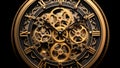 Mechanism, clockwork of a watch with jewels, close-up. Vintage luxury background. Time, work concept