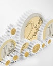 Mechanism of gears with euro coins