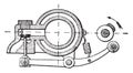 Mechanism involving Otto engine exhaust valve, vintage engraving