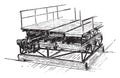 Mechanism of the mobile platform, vintage engraving