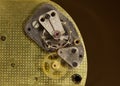 The mechanism of an old mechanical watch. Royalty Free Stock Photo