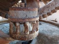 The mechanism of an old windmill close-up