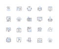 Mechanism line icons collection. Gears, Springs, Cogs, Levers, Pulleys, Hydraulics, Pneumatics vector and linear