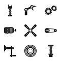 Mechanism parts icon set, simple style