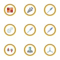 Mechanism parts icons set, cartoon style Royalty Free Stock Photo