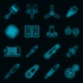 Mechanism parts icons set vector neon Royalty Free Stock Photo