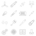 Mechanism parts icon set outline