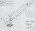 The mechanisms. Atlantic code 2 recto b. By Leonardo Da Vinci in the vintage book Leonardo da Vinci by A.L. Volynskiy, St.