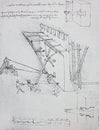 The mechanisms. Atlantic code 49 verso a. By Leonardo Da Vinci in the vintage book Leonardo da Vinci by A.L. Volynskiy, St.