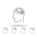 Mechanisms in the brain multi color icon. Simple thin line, outline vector of idea icons for ui and ux, website or mobile Royalty Free Stock Photo