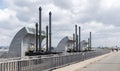 The mechanisms of Cardiff Bay Barrage in Wales Royalty Free Stock Photo