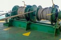 Mechanisms of tension control ropes. Winches. Equipment on the deck of a cargo ship or