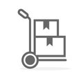 Mechanization. A hand cart with boxes. Linear vector illustration. Icon for loading, unloading and transporting goods