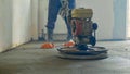 Mechanized grout screed concrete floor close-up Royalty Free Stock Photo