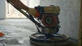 Mechanized grout screed concrete floor close-up