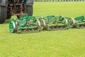 The mechanized hairstyle of a green lawn. Royalty Free Stock Photo