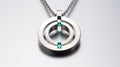Mechanized Precision: Circular Necklaces With Green Stones Royalty Free Stock Photo