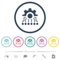 Mechatronics flat color icons in round outlines