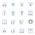 Mechatronics Systems linear icons set. Robotics, Sensors, Automation, Control, Actuators, Electromechanical, Artificial