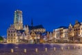 Mechelen, Belgium - May 02, 2017: Grote Markt in Mechelen at sunset