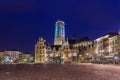 Mechelen, Belgium - May 02, 2017: Grote Markt in Mechelen at sunset