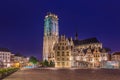 Mechelen, Belgium - May 02, 2017: Grote Markt in Mechelen at sun