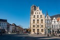 MECHELEN, BELGIUM, November 15, 2022, View of historic houses and street retro cafe on Grote Markt in Mechelen, Grand