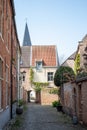 MECHELEN, Malin, Antwerp, BELGIUM, March 28, 2022, Empty laneway in the large beguinage or Groot Begijnhof of Mechelen