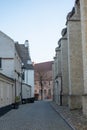 MECHELEN, Malin, Antwerp, BELGIUM, March 28, 2022, Empty laneway in the large beguinage or Groot Begijnhof of Mechelen