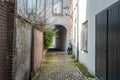 MECHELEN, Malin, Antwerp, BELGIUM, March 28, 2022, Empty laneway in the small beguinage or Klein Begijnhof of Mechelen